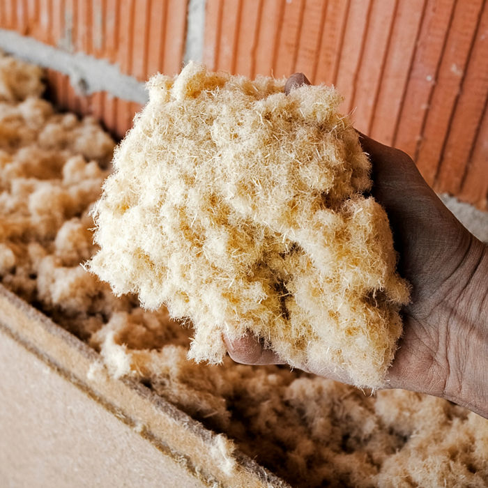 Insulating an Outside Wall, Hand Shows Wood Fiber Insulation Mat; Shutterstock ID 1573259251; purchase_order: CON; job: ; client: ; other: 