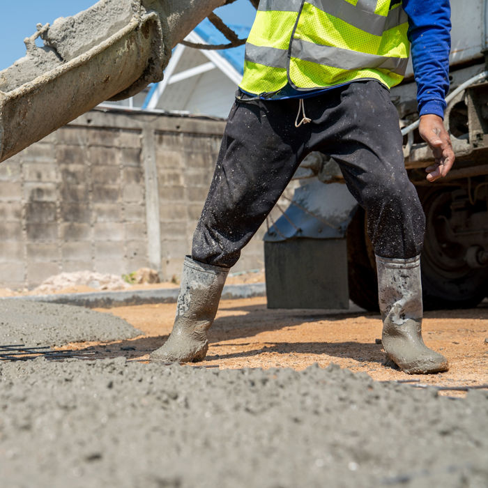 construction worker working with concrete