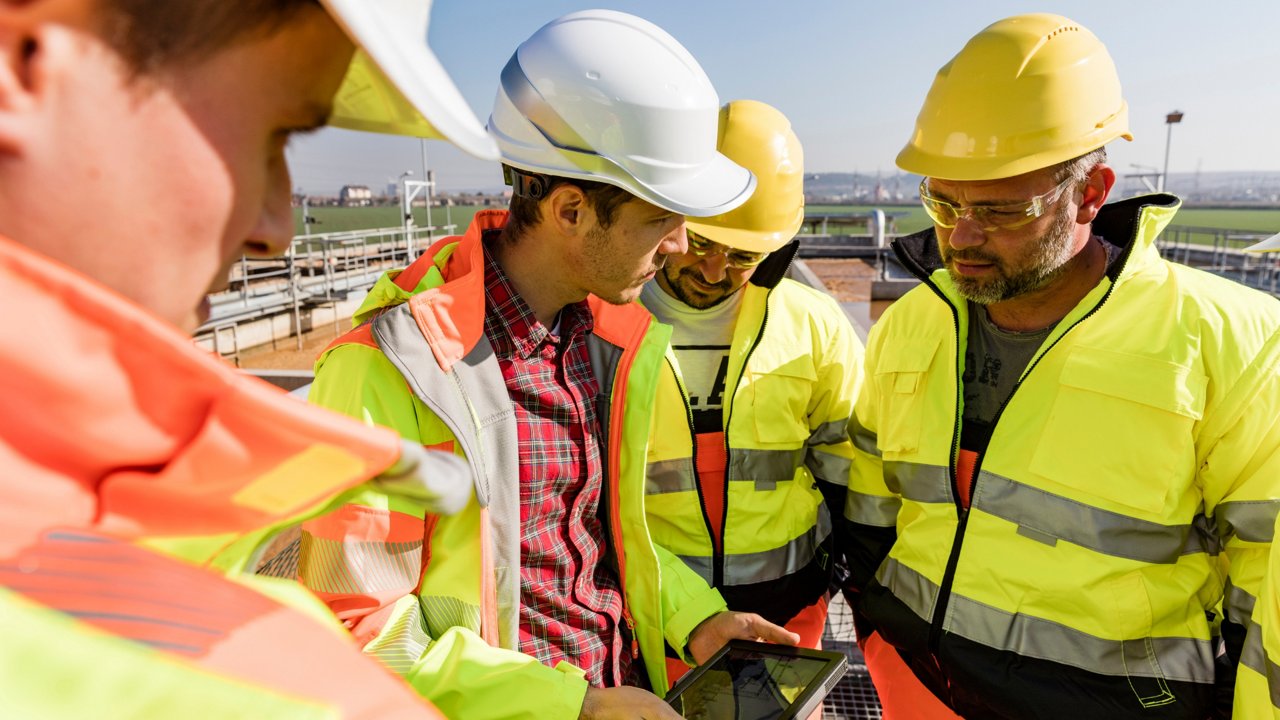 Technical men wastewater plant