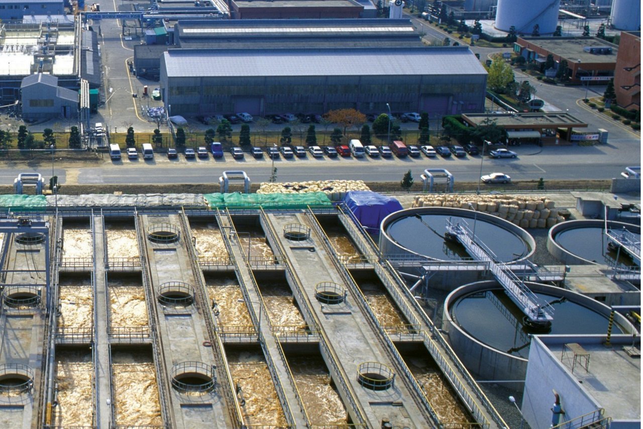 Waste water plant aerial view