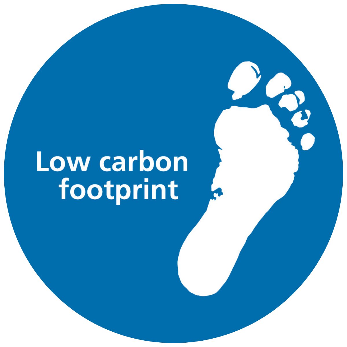 Low carbon footprint logo in blue background