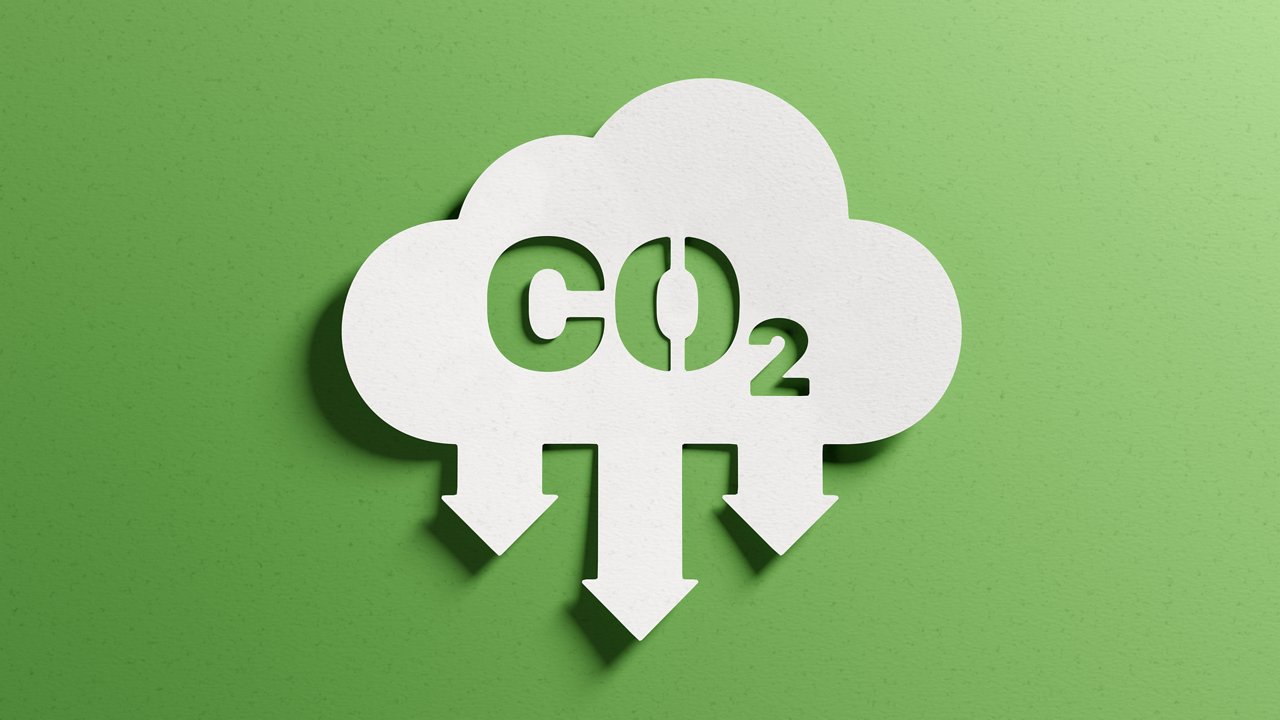 Reduce CO2 emissions to limit climate change and global warming. Low greenhouse gas levels, decarbonize, net zero carbon dioxide footprint. Abstract minimalist design, cutout paper, green background.; Shutterstock ID 2156662655; purchase_order: CON; job: CO2 reduction; client: CON; other: CON
2156662655
