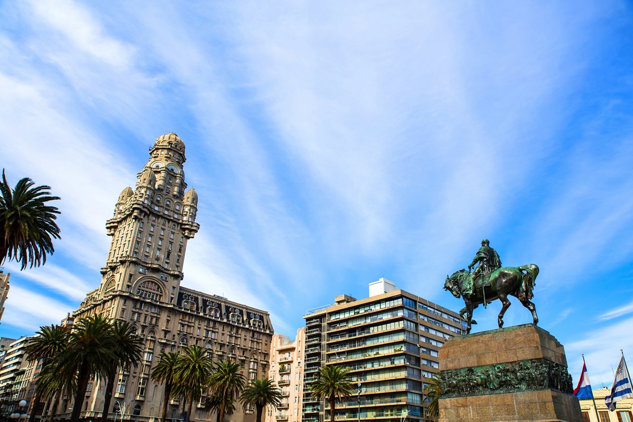 View over the Plaza Independencia in Montevideo , Uruguay.; Shutterstock ID 230867338; purchase_order: Uguguay CLP; job: Locations Country landing pages; client: CG; other: 
