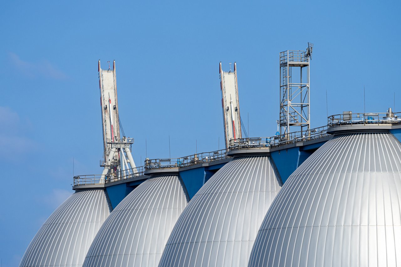 Sewage sludge silos, Germany Hamburg harbor