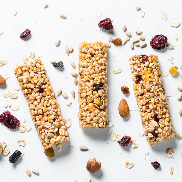 Cereal bars with chocolate and nuts