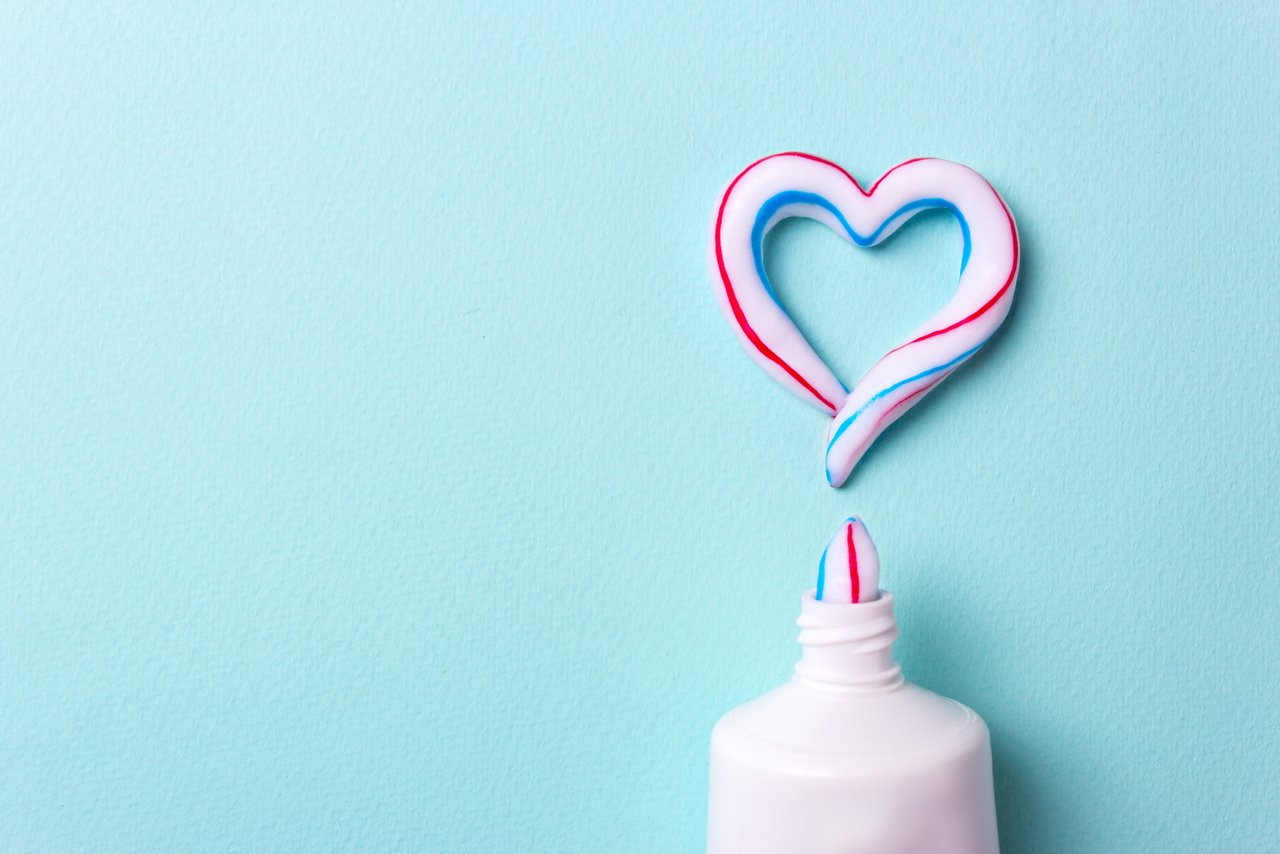 Heart symbol toothpaste; Shutterstock ID 711998056