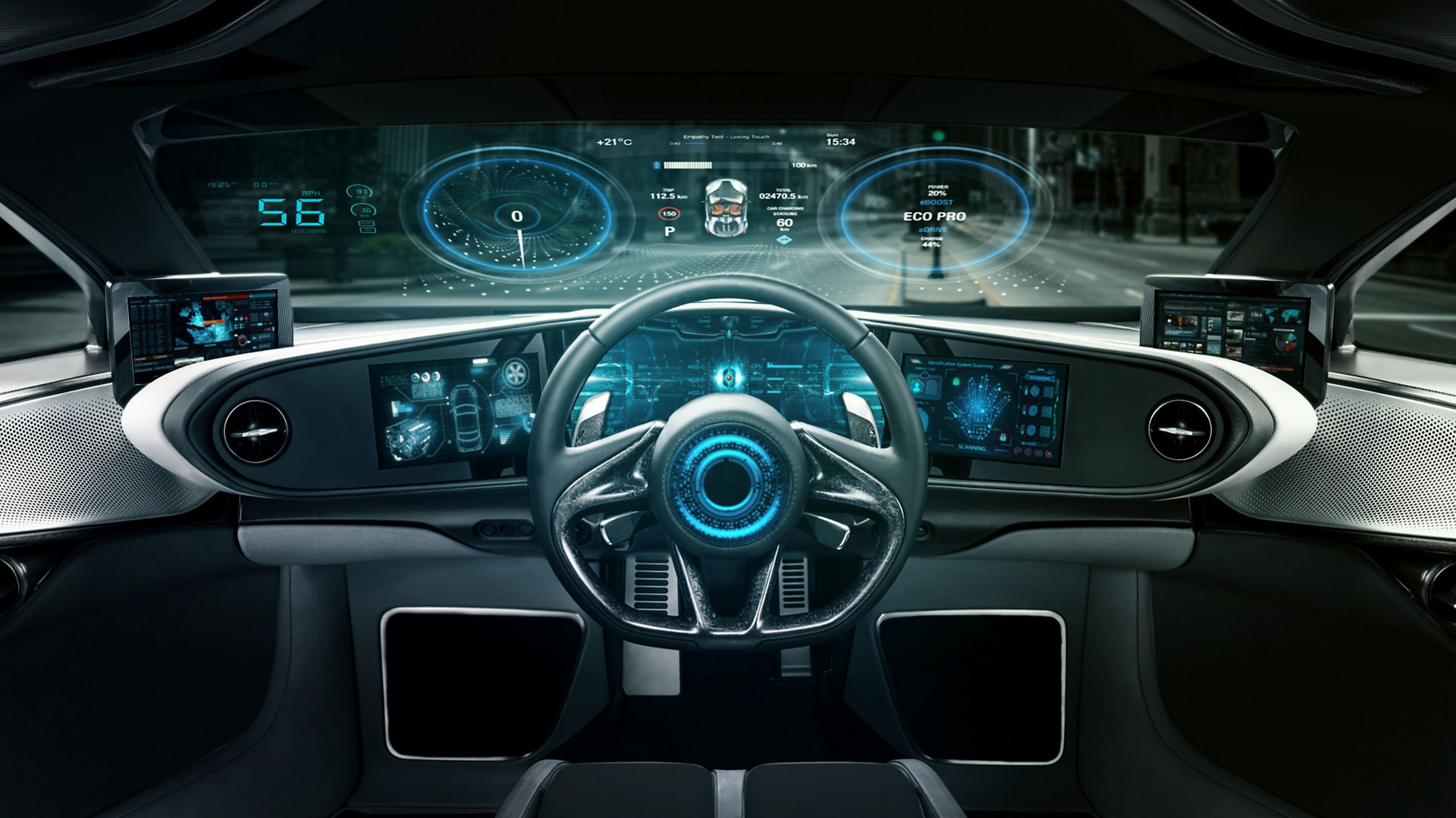 Modern car dashboard with engineered materials
