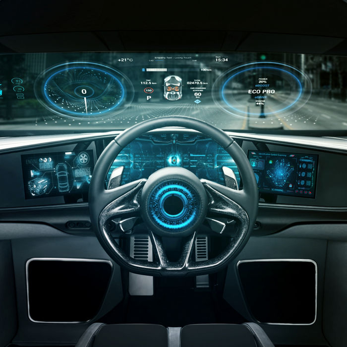Modern car dashboard with engineered materials