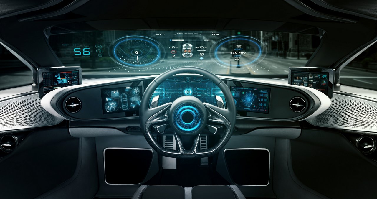 Modern car dashboard with engineered materials