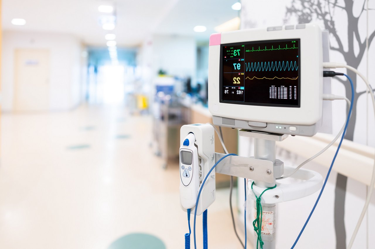 Medical device on a hospital corridor