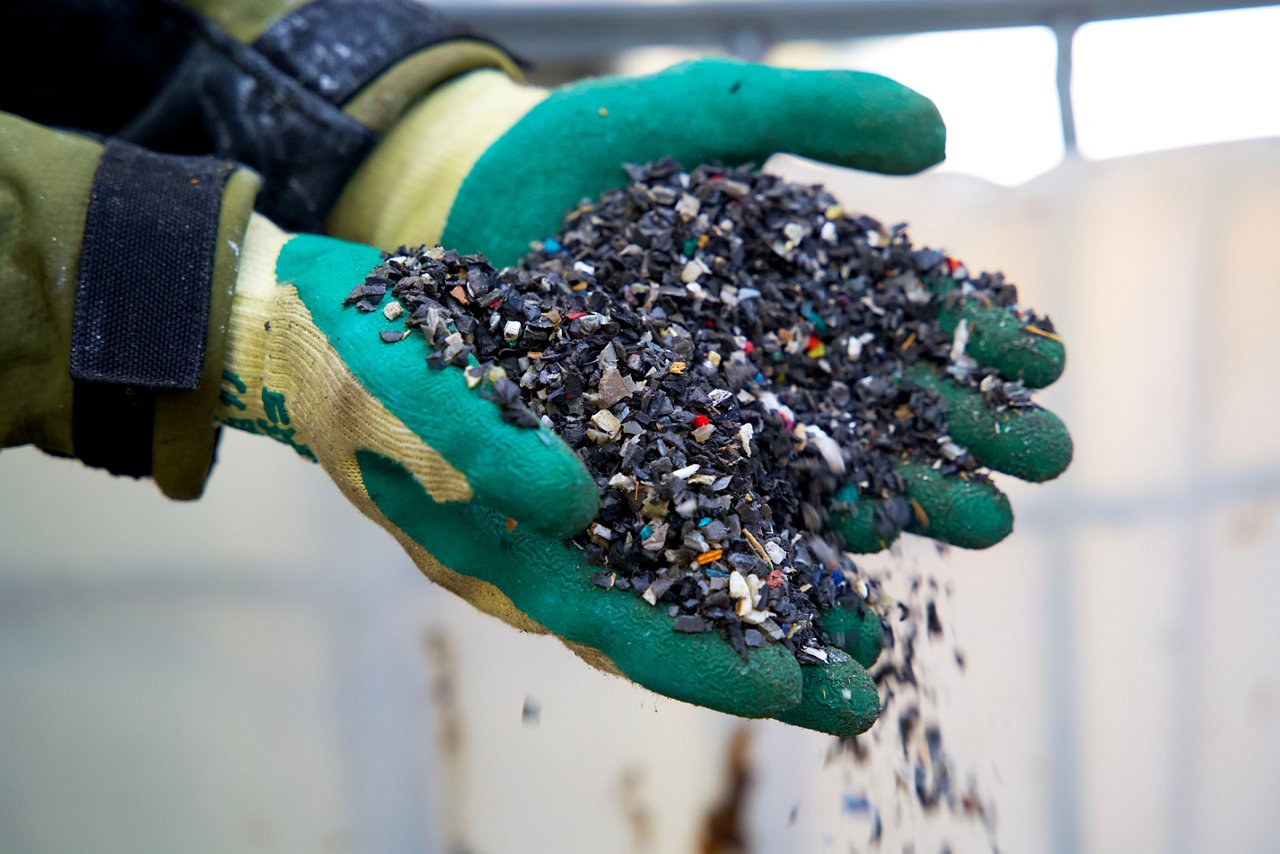 Plastic granulate in a plastic waste recycling plant; Shutterstock ID 2133103497; purchase_order: GDS_Website_Engineered materials_recycling; job: ; client: ; other: 