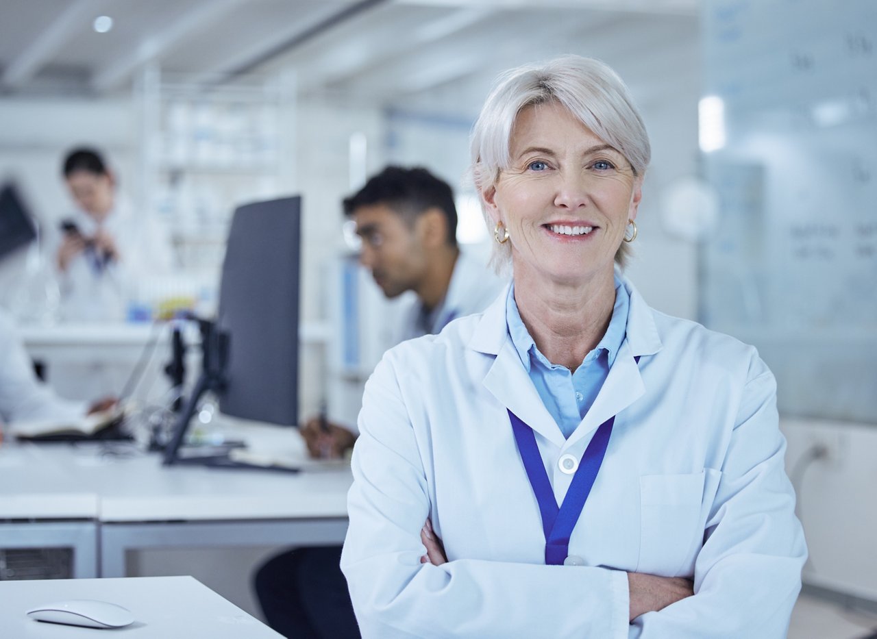 She dominates her field. Shot of a proud mature female scientist in the lab.; Shutterstock ID 2294522045; purchase_order: POL Website_Engineered materials; job: ; client: ; other: 