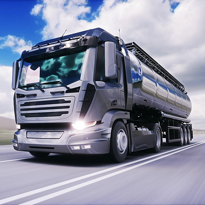Gasoline truck on highway