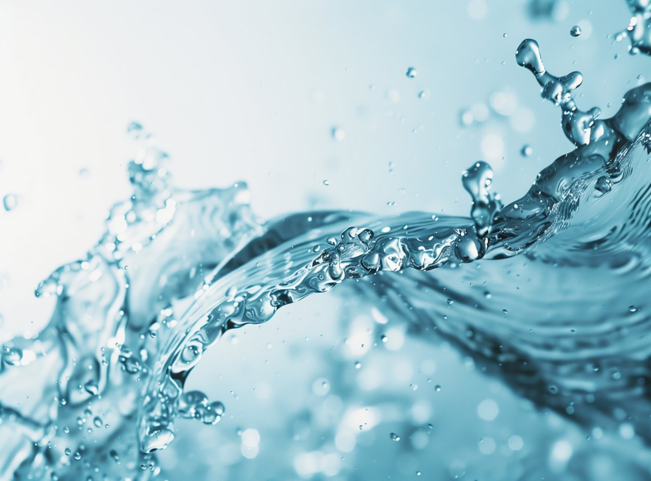 A stunning capture of clear blue water splashing