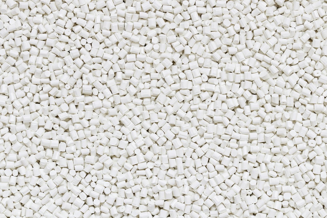top view of white plastic resin ( Masterbatch ) background; Shutterstock ID 677926228