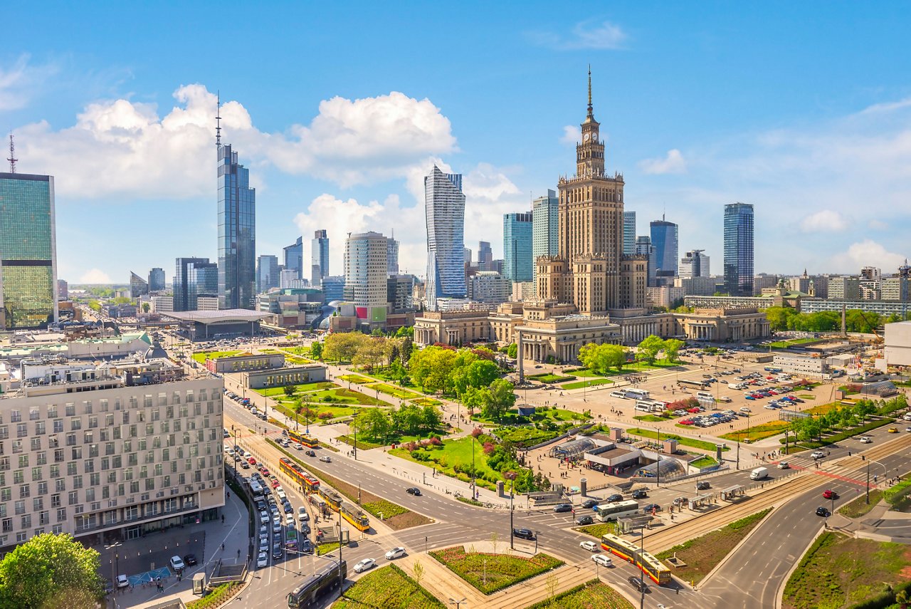 Traffic downtown Warsaw