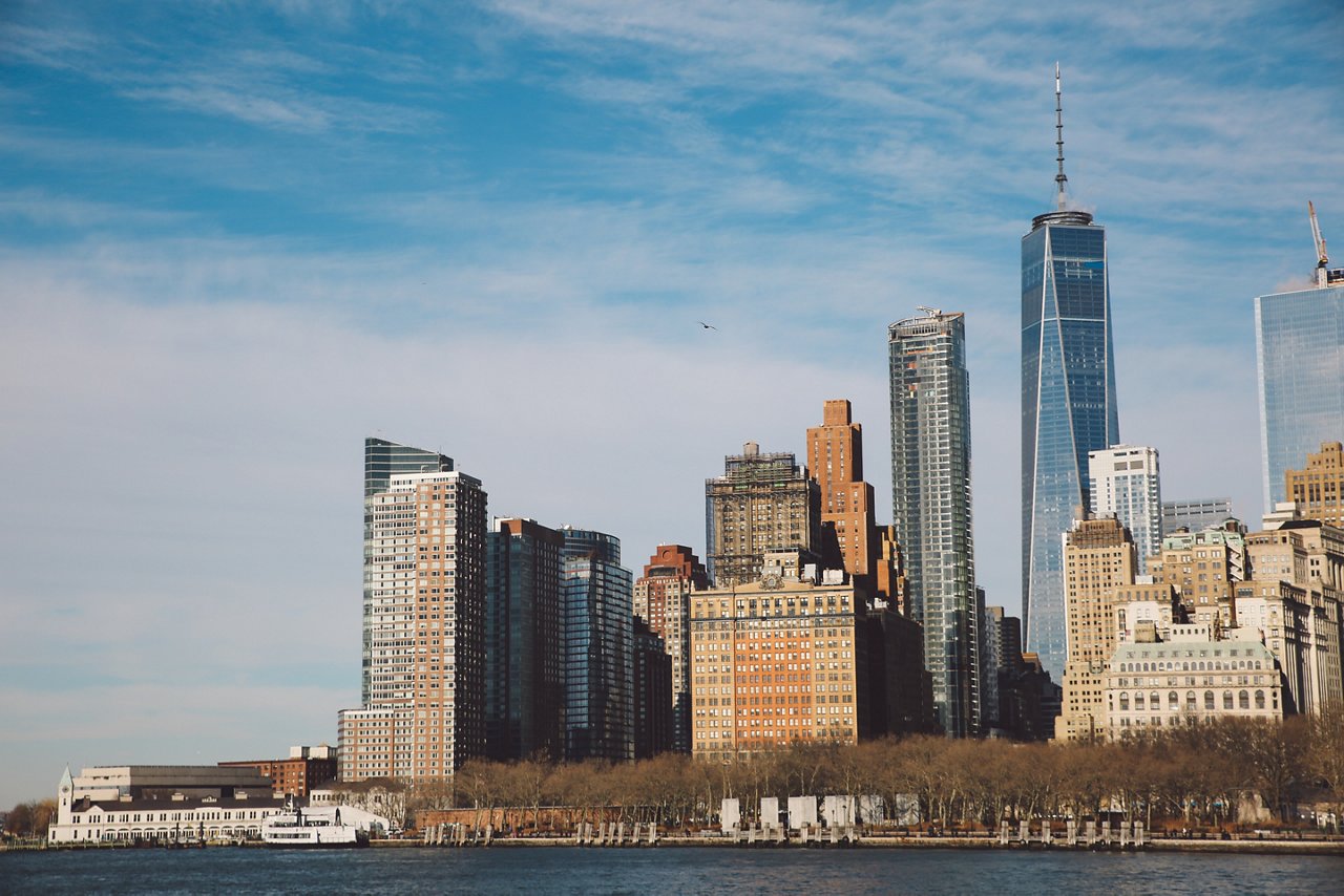 Skyscapers New York city cloudy USA